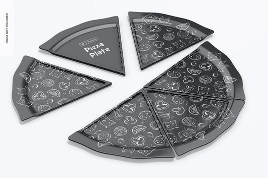 Free Pizza Plates Mockup, Perspective View Psd