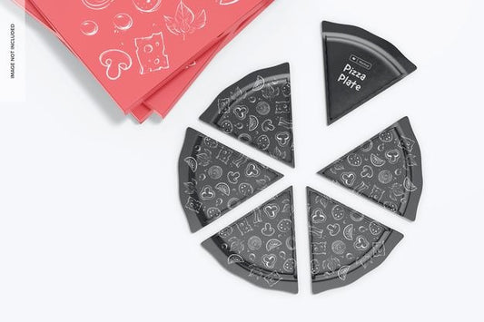 Free Pizza Plates Mockup, Top View Psd