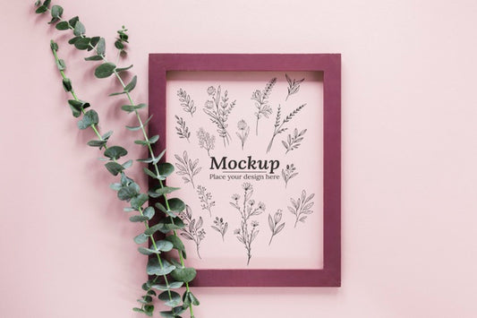 Free Plants Composition Mock-Up With Frame Psd
