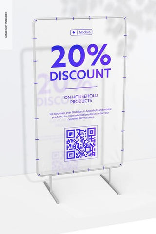 Free Plastic Advertising Stand Mockup, Left View Psd