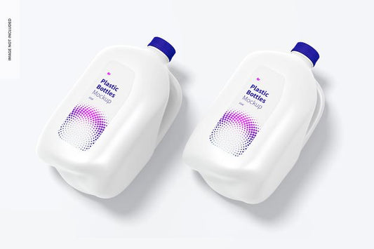 Free Plastic Bottles Psd Mockup, Perspective View Psd