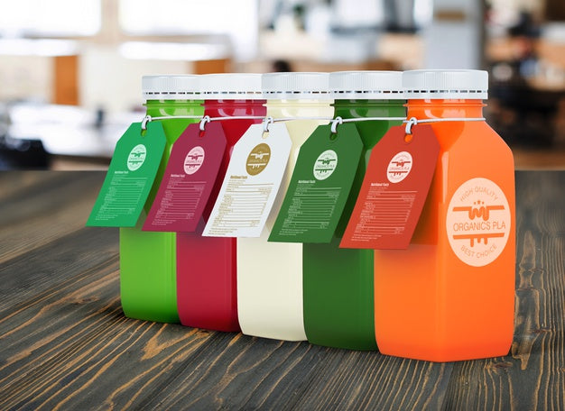 Free Plastic Bottles With Label In Various Colours Psd