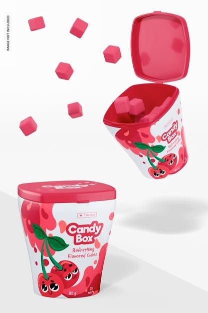 Free Plastic Candy Boxes Mockup, Floating Psd