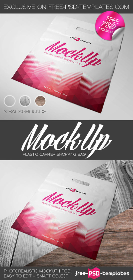 Free Plastic Carrier Shopping Bag Mock-Up In Psd