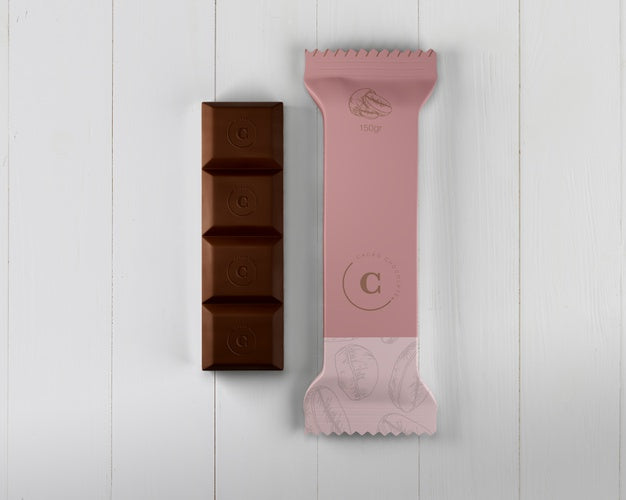 Free Plastic Chocolate Bar Wrapping Mock-Up Psd