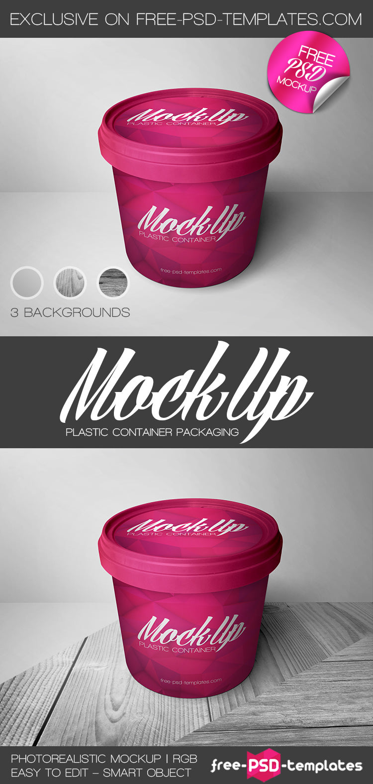 Free Plastic Container Packaging Mock-Up In Psd
