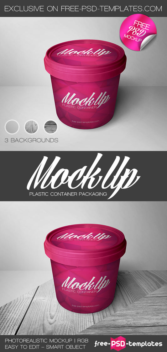 Free Plastic Container Packaging Mock-Up In Psd