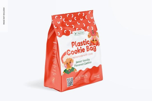Free Plastic Cookie Bag Mockup, Left View Psd