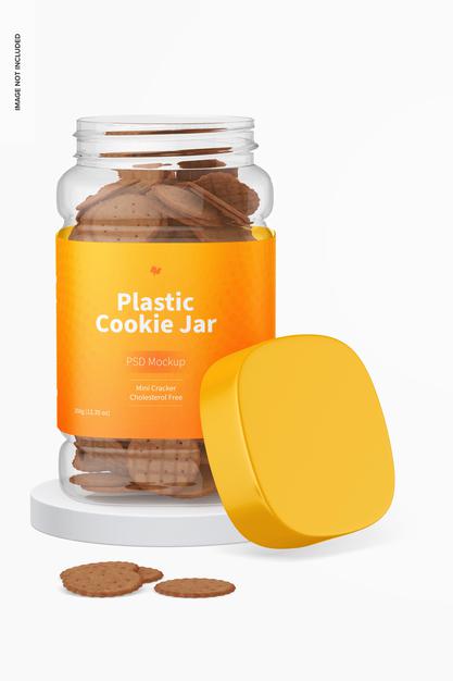Free Plastic Cookie Jar Mockup, Opened Psd