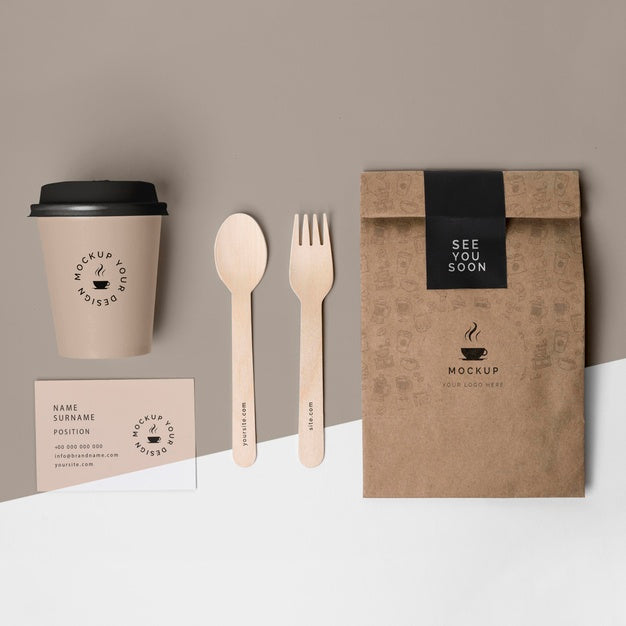 Free Plastic Cup And Paper Bag For Coffee Psd