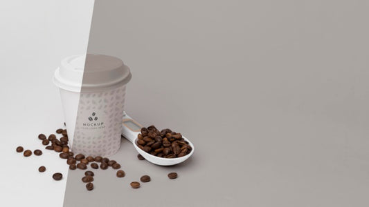 Free Plastic Cup With Coffee Beans Psd