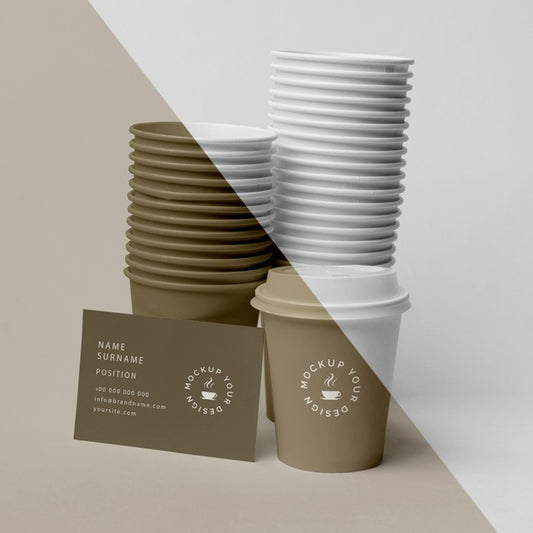 Free Plastic Cups With Coffee Mock Up On Table Psd