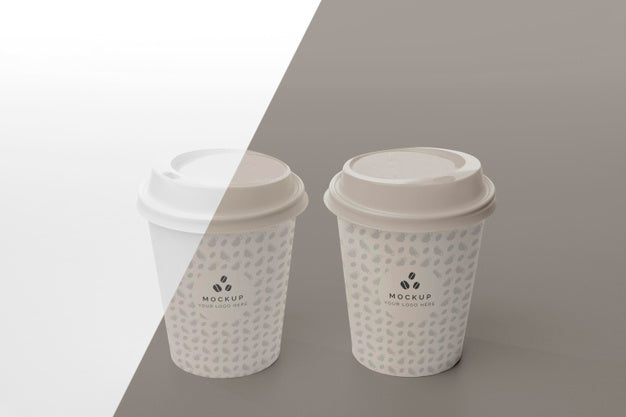 Free Plastic Cups With Coffee Mock Up On Table Psd