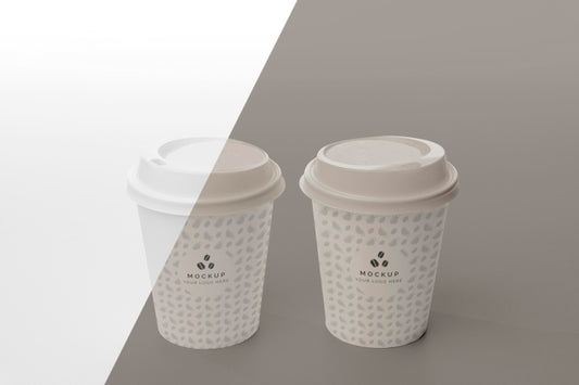 Free Plastic Cups With Coffee Mock Up On Table Psd