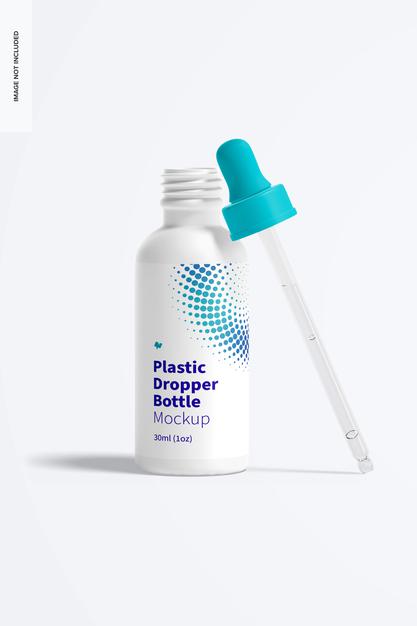 Free Plastic Dropper Bottle Mockup, Front View Psd