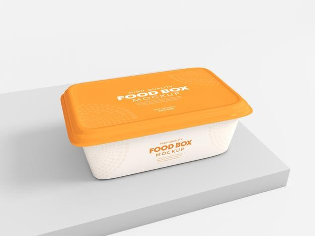 Free Plastic Food Box Packaging Mockup Psd