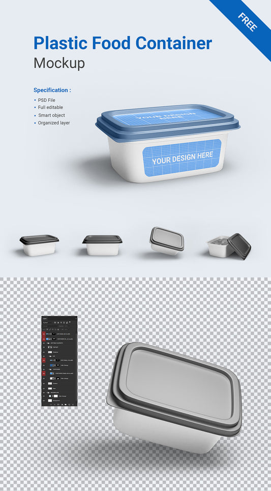 Free Plastic Food Container Mockup