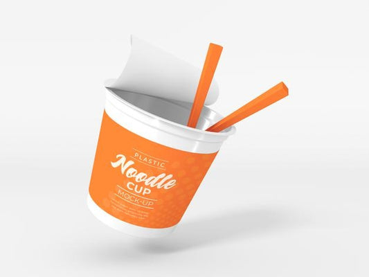 Free Plastic Noodle Cup Packaging Mockup Psd