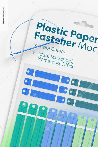 Free Plastic Paper Fastener Blister Mockup, Close Up Psd
