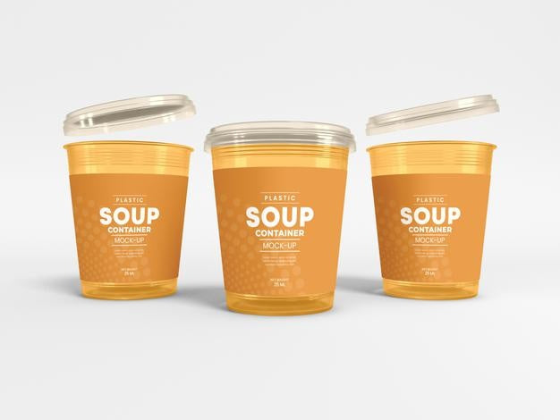 Free Plastic Soup Container Packaging Mockup Psd