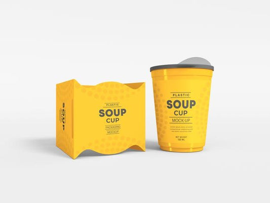 Free Plastic Soup Cup Packaging Mockup Psd