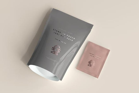 Free Plastic Stand-Up Pouch With Sachet Mockup Psd