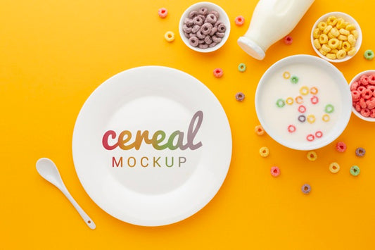 Free Plate And Bowl For Cereals And Milk Breakfast Psd