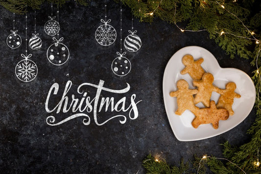 Free Plate With Gingerbread For Christmas Psd