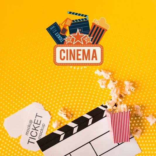 Free Popcorn And Cinema Mock-Up Psd