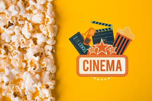 Free Popcorn And Cinema Mock-Up Top View Psd