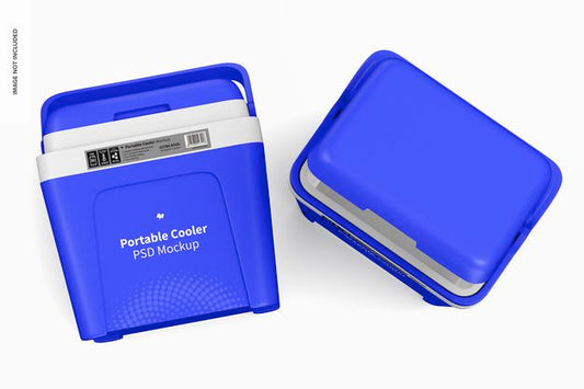 Free Portable Coolers Mockup, Top View Psd
