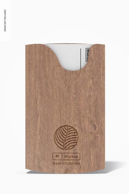 Free Portable Wooden Business Card Holder Mockup, Front View Psd