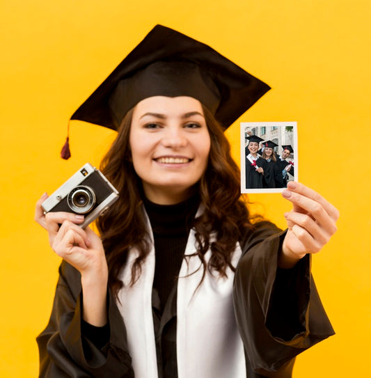 Free Portrait Of Student Holding Instant Photo Psd