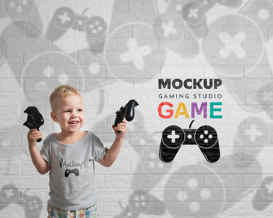 Free Portrait Of Young Boy Playing Video Games Psd