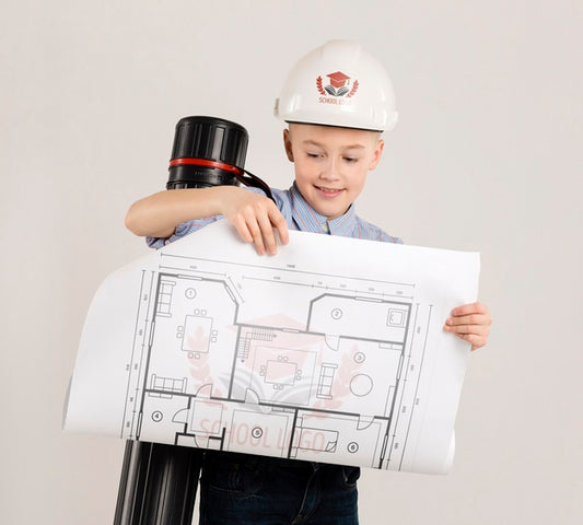 Free Portrait Of Young Boy Posing As Architect Psd