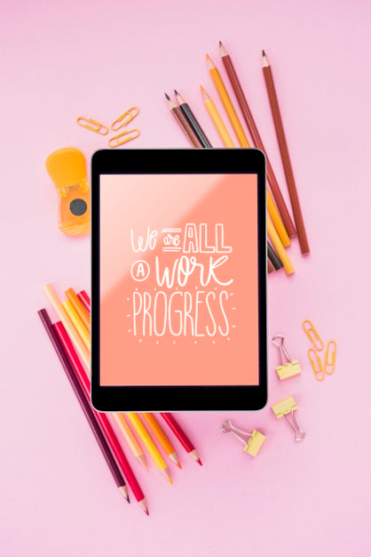 Free Positive Message On Tablet Mock-Up Psd