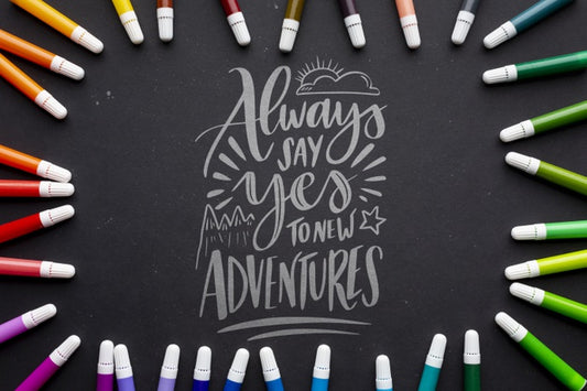 Free Positive Quote With Markers Frame Psd