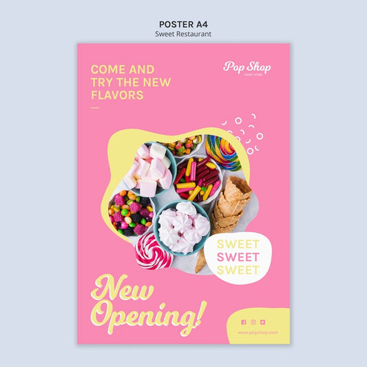 Free Poster For Pop Candy Shop Design Psd