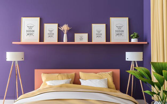 Free Poster Frame In Bedroom Mockup Psd