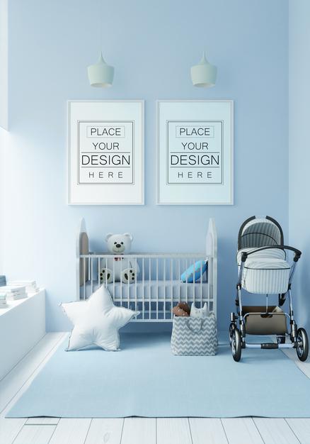 Free Poster Frame In Children'S Bedroom Mockup Psd