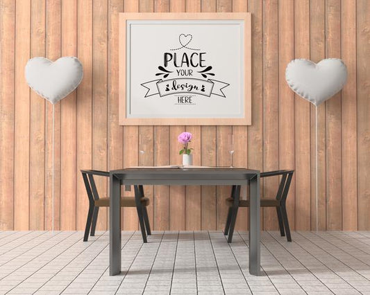 Free Poster Frame In Dining Room Psd