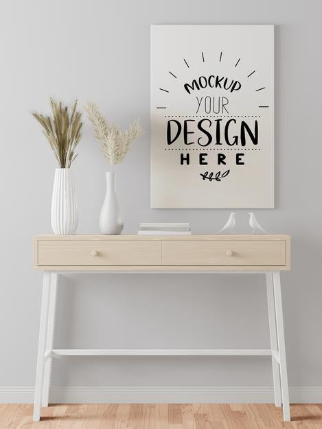 Free Poster Frame In Hall Mockup Psd