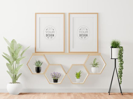 Free Poster Frame In Living Room Mockup Psd