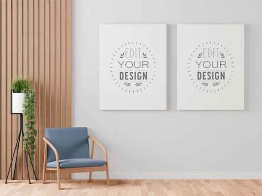 Free Poster Frame In Living Room Mockup Psd