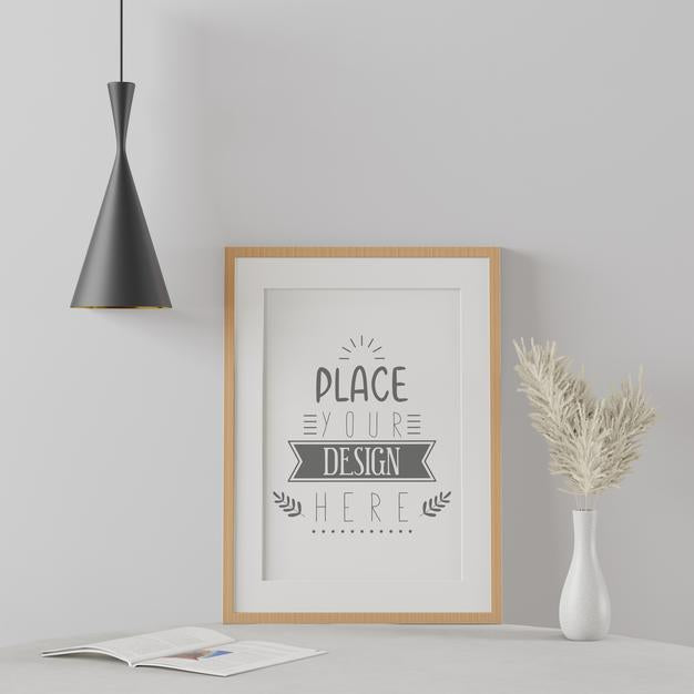 Free Poster Frame In Living Room Mockup Psd