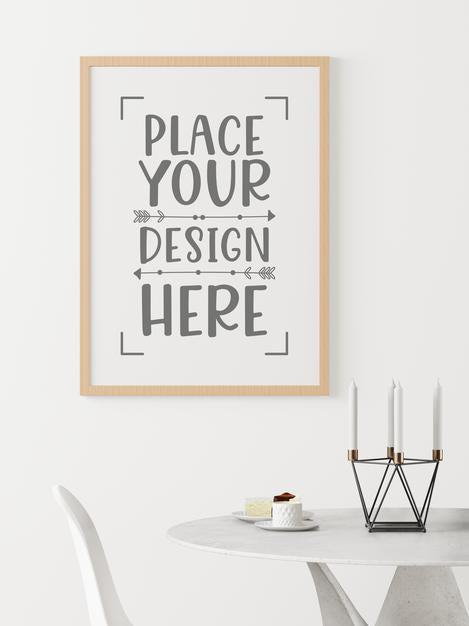 Free Poster Frame In Living Room Mockup Psd