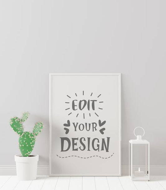 Free Poster Frame In Living Room Mockup Psd