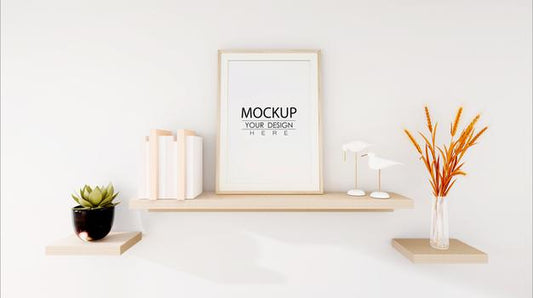 Free Poster Frame In Living Room Mockup Psd