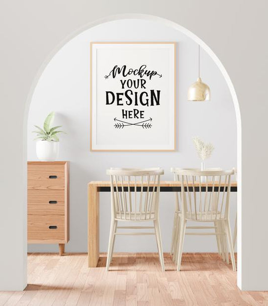 Free Poster Frame In Living Room Mockup Psd