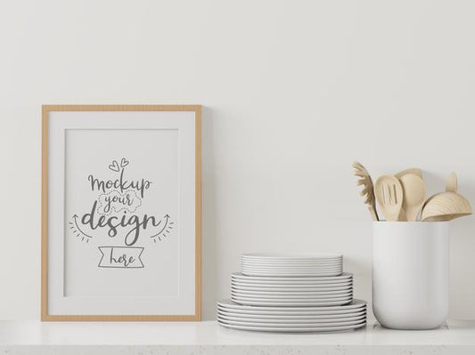 Free Poster Frame In Living Room Mockup Psd